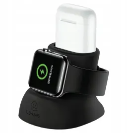 usams-stojak-2w1-do-ladowania-apple-watch-airpods-design-silikonowy-zlacze
