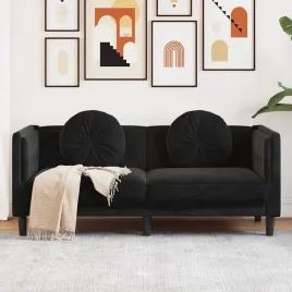 vidaxl-sofa-2-osobowa-z-poduszkami-czarna-aksamit
