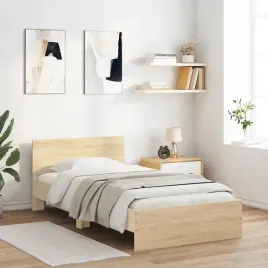 vidaxl-lozko-z-wezglowiem-bez-materaca-dab-sonoma-100x200-cm