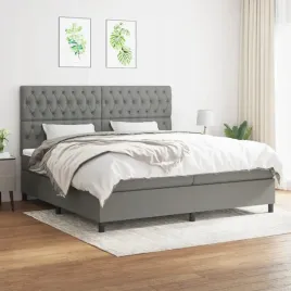 vidaxl-lozko-kontynentalne-z-materacem-ciemnoszara-tkanina-200x200-cm