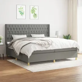 vidaxl-lozko-kontynentalne-z-materacem-ciemnoszara-tkanina-200x200-cm