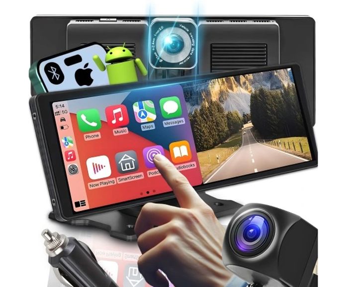 RADIO SAMOCHODOWE BLUETOOTH ANDROID APPLE CARPLAY STACJA 2 KAMERY MONITOR