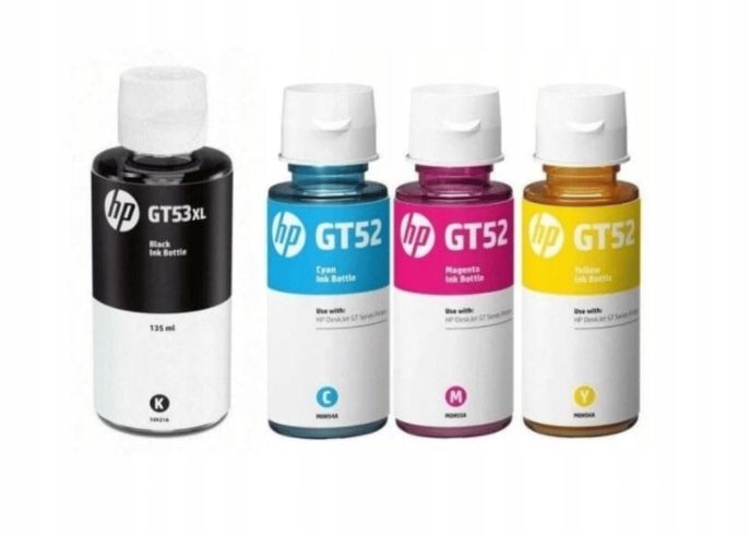 Zestaw HP GT53XL + 3x GT52 4 oryginalne tusze CMYK