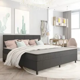 vidaxl-lozko-z-materacem-sprezynowym-ciemnoszare-tkanina-200x200-cm