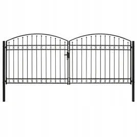 vidaxl-brama-ogrodzeniowa-podwojna-zaokraglona-stal-400x175-cm