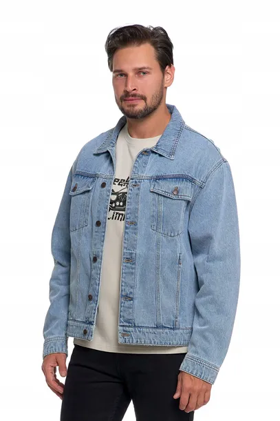 KURTKA JEANSOWA MĘSKA Katana Klasyczna Modna na Guziki Bawełniana