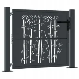 furtka-ogrodowa-antracytowa-105x80-cm-stal-motyw-bambusa
