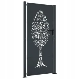 furtka-ogrodowa-antracytowa-105x205-cm-stal-motyw-drzewa