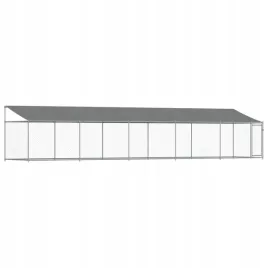 klatka-dla-psa-z-dachem-i-drzwiami-szara-10x2x2-m-stal