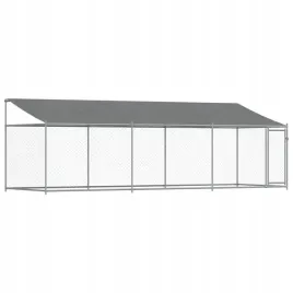 klatka-dla-psa-z-dachem-i-drzwiami-szara-6x2x2-m-stal