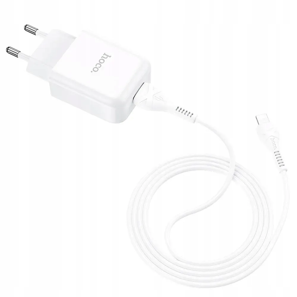 hoco-ladowarka-sieciowa-usb-a-kabel-usb-a-do-lightning-2a-n2-biala
