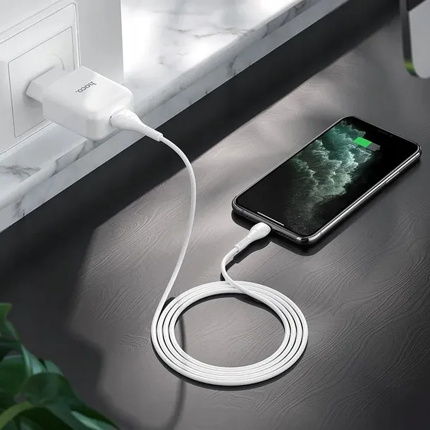 hoco-ladowarka-sieciowa-usb-a-kabel-usb-a-do-lightning-2a-n2-biala-przewod-w-zestawie-tak
