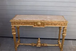 zloto-100percent-drewniana-konsola-pod-lustro-stol-blat-marmur-francja