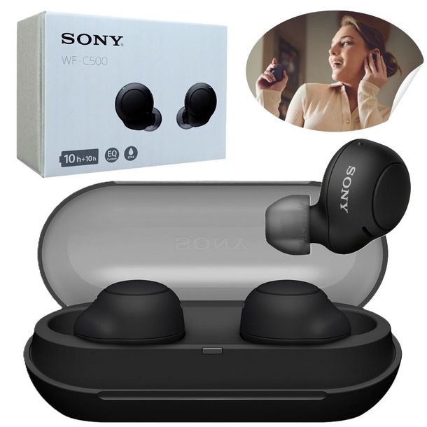 Słuchawki Bezprzewodowe Dokanałowe Mikrofon, Bluetooth, Sony WF-C500B