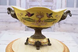 zolta-porcelanowa-patera-z-ptaszkami-porcelana-braz-secesja