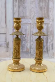 dwa-porcelanowe-swieczniki-porcelana-zlocone-malowane-secesja
