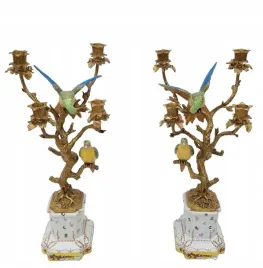 dwa-swieczniki-porcelana-braz-art-deco-papugi-kanarki-na-galezi