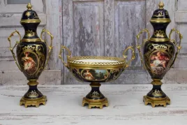 2-x-waza-patera-francuski-komplet-kominkowy-porcelana-mosiadz