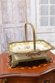 stara-patera-kosz-koszyk-vintage-porcelana-braz