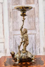 swiecznik-secesja-porcelana-braz-malpa-i-zolw