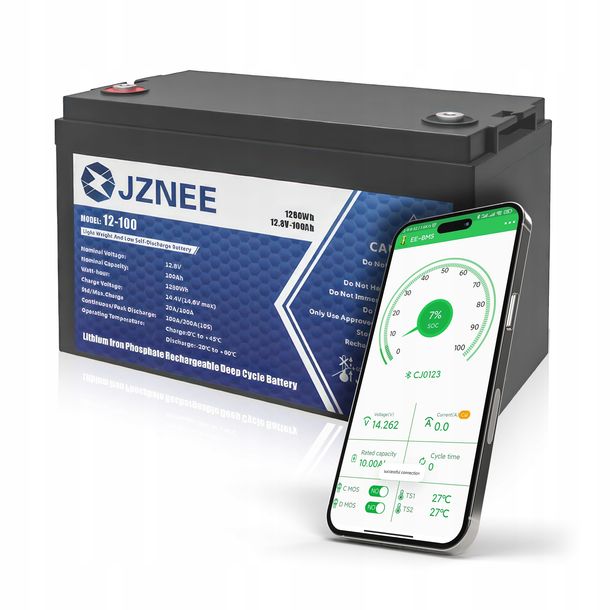 ﻿AKUMULATOR LITOWY LiFePO4 12V 100Ah DO KAMPERA ŁODZI UPS