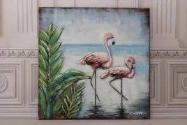 dwa-flamingi-w-wodzie-obraz-3d-dekoracja-na-sciane-ozdoba
