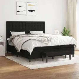 vidaxl-lozko-kontynentalne-z-materacem-czarne-tkanina-160x200-cm