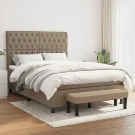 vidaxl-lozko-kontynentalne-z-materacem-taupe-tkanina-140x200-cm