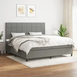 vidaxl-lozko-kontynentalne-z-materacem-ciemnoszara-tkanina-200x200-cm