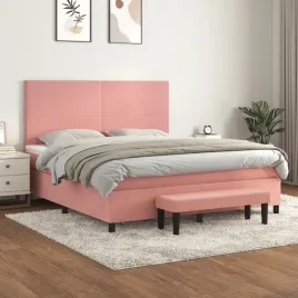 vidaxl-lozko-kontynentalne-z-materacem-rozowe-160x200-cm-aksamit