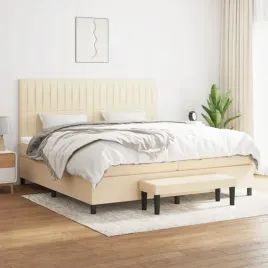 vidaxl-lozko-kontynentalne-z-materacem-kremowe-tkanina-200x200-cm