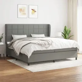 vidaxl-lozko-kontynentalne-z-materacem-ciemnoszara-tkanina-200x200-cm