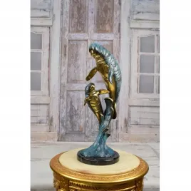 krowa-morska-manatee-syrena-morska-figura-z-brazu-zloconego-rzezba