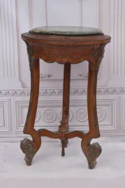 antyczny-stolik-stol-kwietnik-drewo-mosiadz