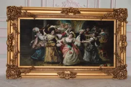 francuski-bal-arystokracja-obraz-na-materiale-150x90cm-gruba-zlota-rama