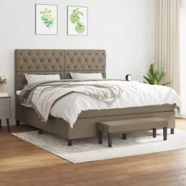 vidaxl-lozko-kontynentalne-z-materacem-taupe-tkanina-160x200-cm
