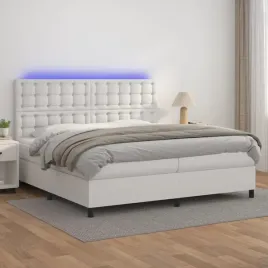 vidaxl-lozko-kontynentalne-z-materacem-i-led-biala-ekoskora-200x200cm