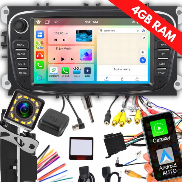 RADIO SAMOCHODOWE do FORD MONDEO MK4 FOCUS MK2 MK3 GALAXY WIFI ANDROID 4GB