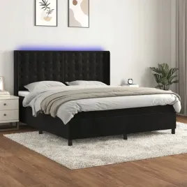 vidaxl-lozko-kontynentalne-z-materacem-i-led-czarny-aksamit-160x200cm