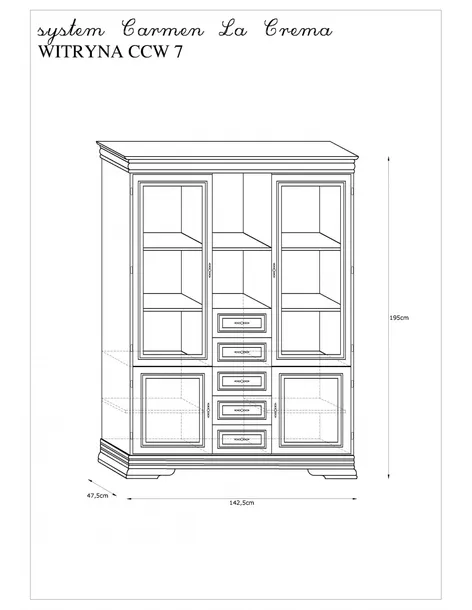 witryna-ccw-7-kolory-ral-system-carmen-la-creme-glebokosc-mebla-142-5-cm