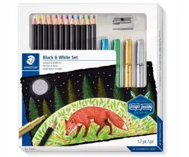 zestaw-pismienniczy-cienkopisy-staedtler-black-and-white-set-kredki-i-markery