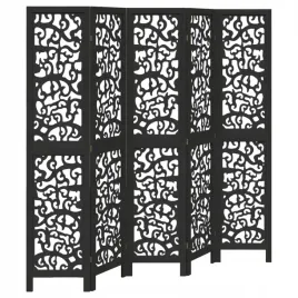 parawan-pokojowy-5-panelowy-czarny-lite-drewno