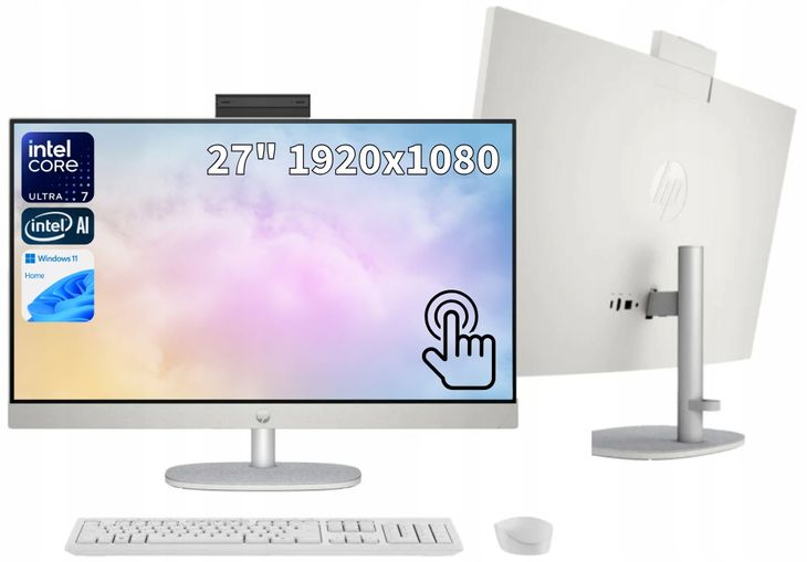 IDEALNY DO BIURA KOMPUTER HP 27 AiO ULTRA 7 155U 32GB 1TB FHD DOTYK W11 K+M