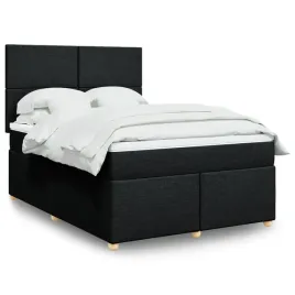 vidaxl-lozko-kontynentalne-z-materacem-czarne-tkanina-160x200-cm