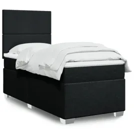 vidaxl-lozko-kontynentalne-z-materacem-czarne-tkanina-90x200-cm
