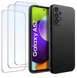 zestaw-etui-do-samsung-a52-5g-matowe-czarne-silikon-slim-3-sztuki-szklo