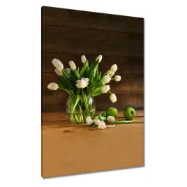 obrazy-70x100-biale-tulipany-w-wazonie