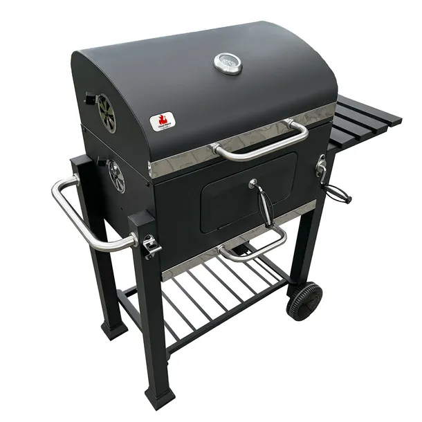 Duży Grill węglowy żeliwny ruszt 113,5x50x107 cm ogrodowy XXL z pokrywą