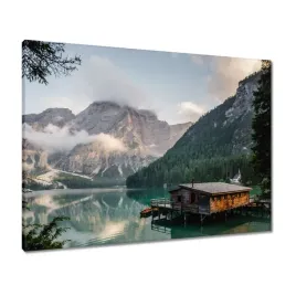 obrazy-80x60-pejzaz-z-gorami-domek