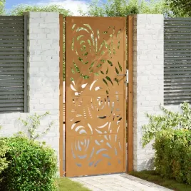 vidaxl-brama-ogrodowa-105x205-cm-stal-nierdzewna-wzor-plomienia